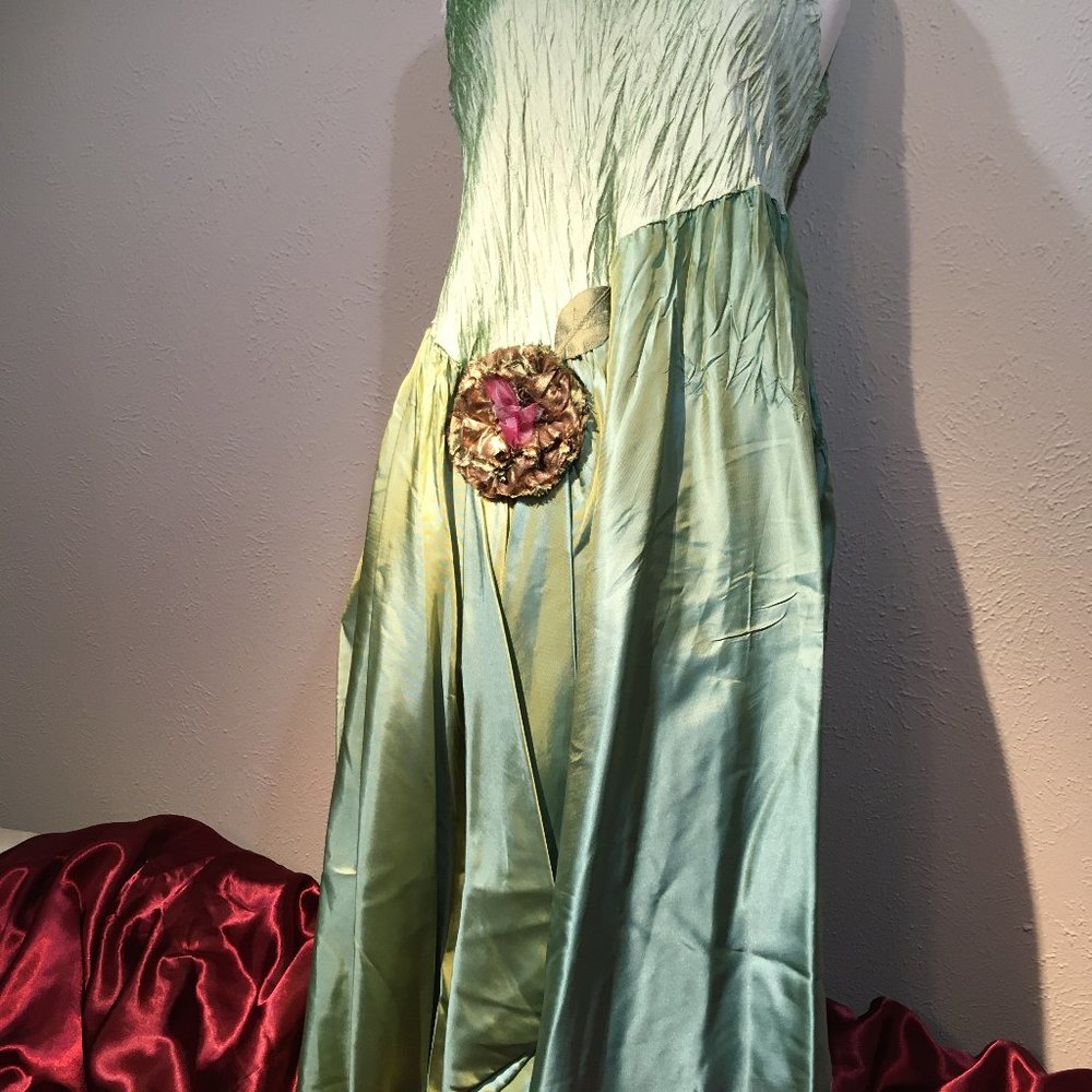 Silk Sleeveless Mint Green Crushed Dress NWT